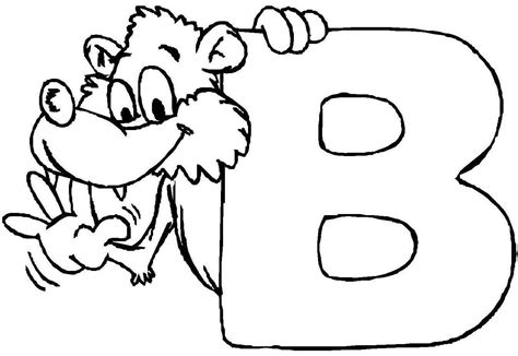 Kostenlose Malvorlage Buchstaben lernen: Tierschrift B zum Ausmalen