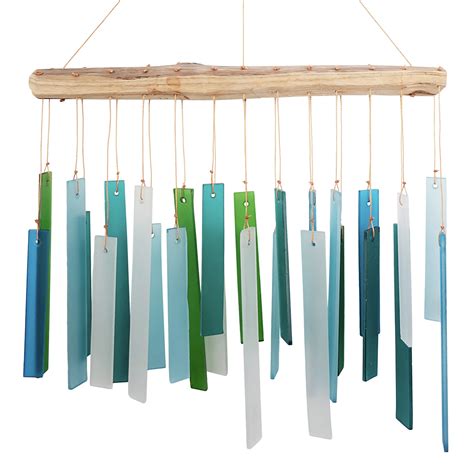 Blue Handworks Wind Chimes Seaglass Glass Wind Chime Garden Decor