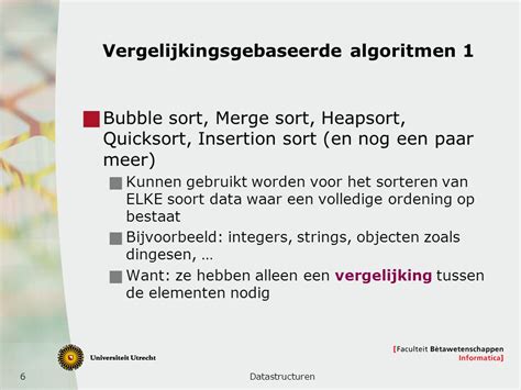 1 Datastructuren Sorteren Alleen Of Niet Alleen Vergelijkingen College