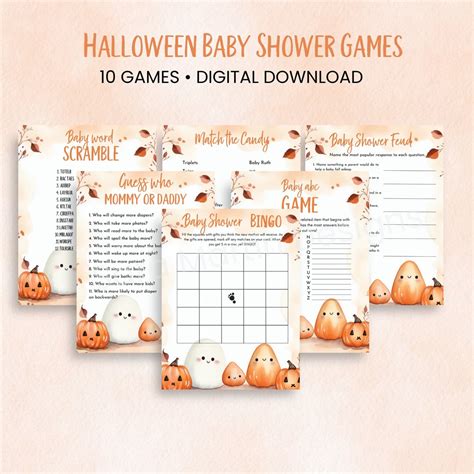 Halloween Baby Shower Games, Baby Shower Activities, Baby Shower Bingo ...