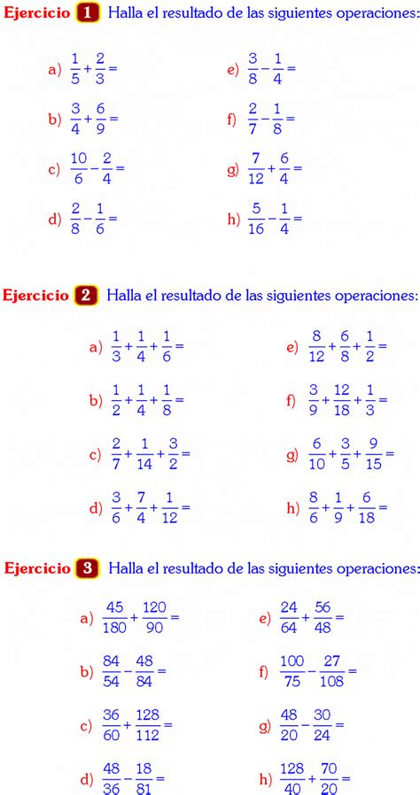 Suma Y Resta De Fracciones Heterogeneas Ejercicios Resueltos De