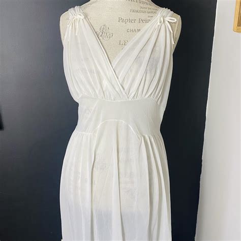 1960s Vintage White Lingerie Night Gown Beautiful Depop