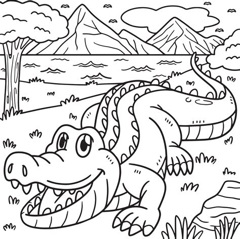 Crocodile Animal Coloring Page For Kids 10993704 Vector Art At Vecteezy