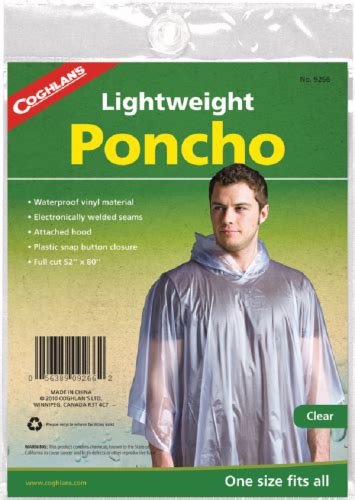 Coghlans Clear Lightweight Poncho 52 X 80 In Fred Meyer