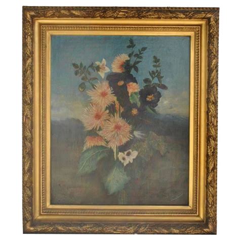 Marseilleantiquites Peinture L Huile Paysage Bouquet De Fleurs