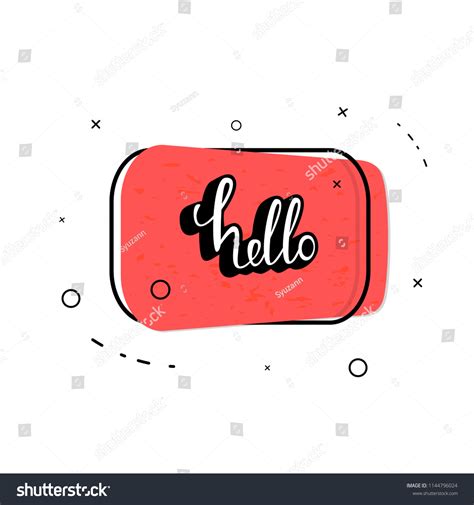 Hello Word Lettering Red Geometric Badge Stock Vector Royalty Free