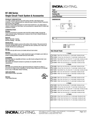 Fillable Online NT 300 Series Proect Catalog No Single Circuit Track