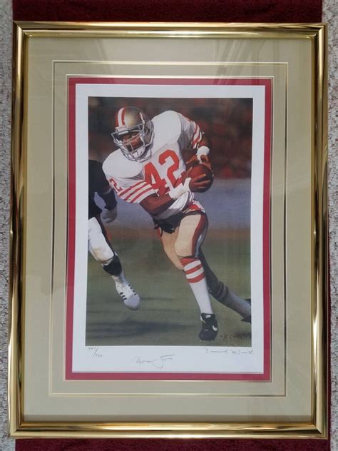 Framed Ronnie Lott Autographed Ers Lithograph By Daniel M