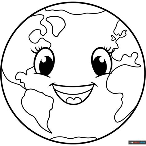 Planeta Terra Feliz E Triste Para Colorir - Desenhos do Planeta Terra Feliz para Colorir