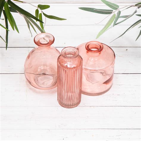 set   rose pink vintage glass bottles annibells