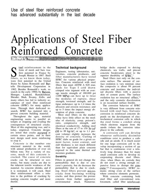 Applications of Steel Fiber Reinforced Concrete | PDF | Reinforced ...