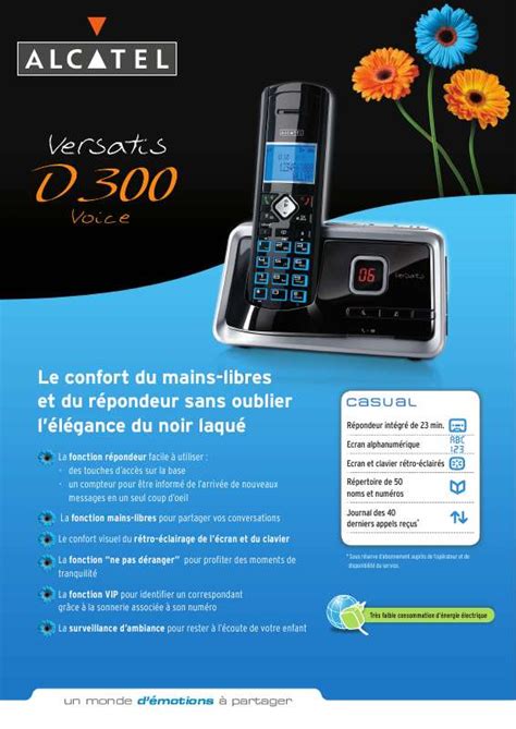 Notice Alcatel Versatis D Voice T L Phone Portable Trouver Une