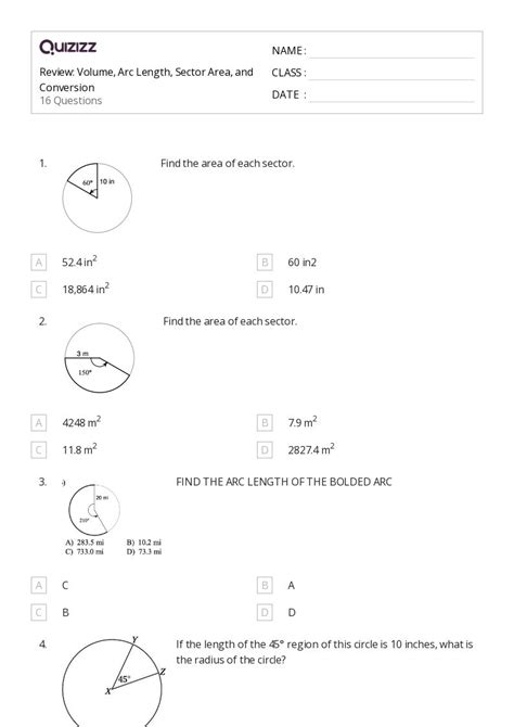 50 Radians And Arc Length Worksheets On Quizizz Free Printable