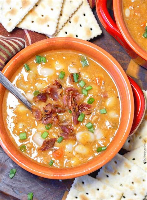 Slow Cooker Bean and Bacon Soup Recipe-Butter Your Biscuit