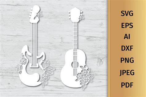 Music Svg Floral Guitar Svg Cut File 457917 Cut Files Design
