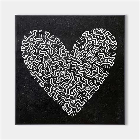 Keith Haring Artwork Heart Keith Haring Original Art Large Heart Canvas ...