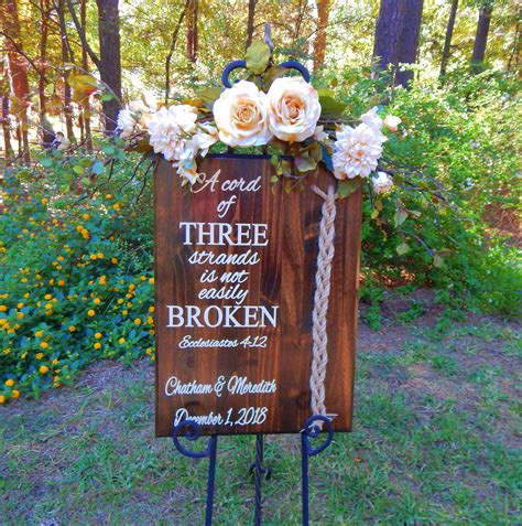 Cord Of Three Strands Wedding Sign Ceremony Sign Wood Sign Etsy