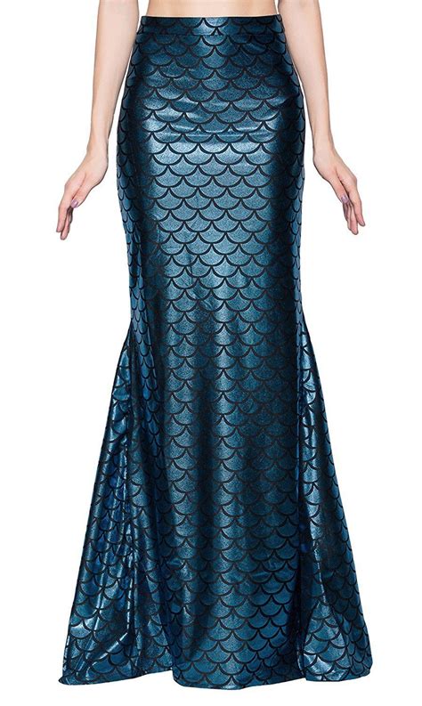 Jescakoo Ladies Sexy Maxi Long Shiny Mermaid Skirts Green And Blue S Xxl At Amazon Womens