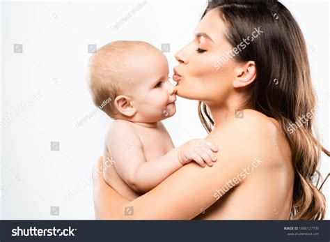 Portrait Attractive Naked Mother Hugging Kissing Stock Photo 1596127735 Shutterstock