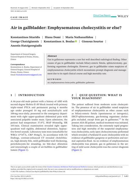 Pdf Air In Gallbladder Emphysematous Cholecystitis Or Else