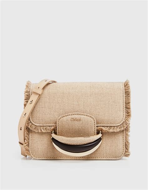 Chlo Kattie Linen And Lambskin Crossbody Bag Shoulder Bags Ifchic