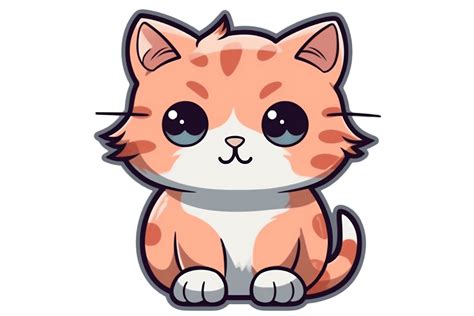 Fofa Desenho Animado Kawaii Gato Adesivo Clipart Ai Gerado Png