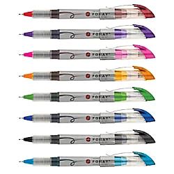 FORAY Liquid Porous Point Pens 0.8 mm Fine Point Silver Barrel Assorted Ink Pack Of 8 by Office ...