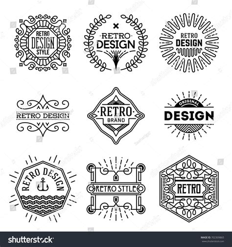 Simple Mono Lines Logos Collection Retro Stock Vector Royalty Free