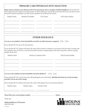 Fillable Online Primary Care Physician Pcp Selection Fax Email Print