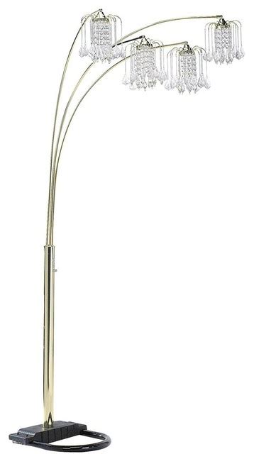 4 Light Arch Floor Lamp With Chandelier Style Shades Contemporary