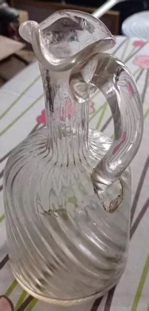 ANCIENNE BOUTEILLE CARAFE En Verre Soufflé Torsadé Pichet Normand