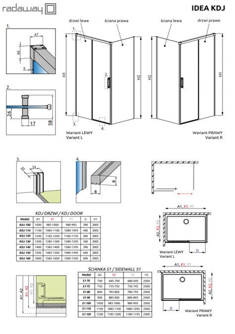 Radaway Idea Gold Kdj Kabina Prostokątna 110x120 Drzwi Przesuwne Prawe