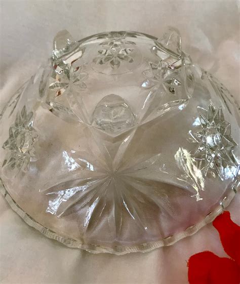 Vintage Anchor Hocking Footed Serving Bowl Prescut Clear Glass Etsy