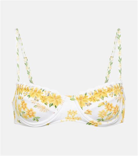 Azaleia Floral Printed Bikini Top In White Farm Rio Mytheresa