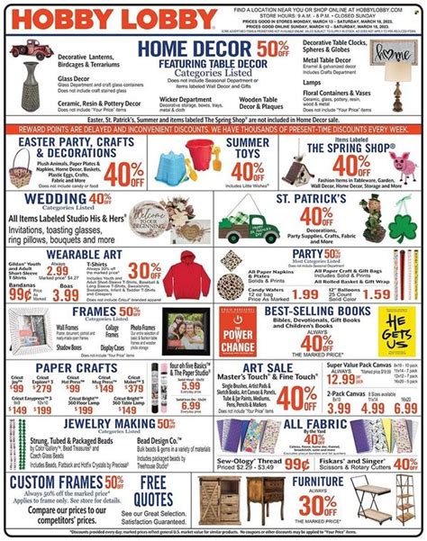 Hobby Lobby Weekly Ad Flyer Specials March 12 To March 18 2023