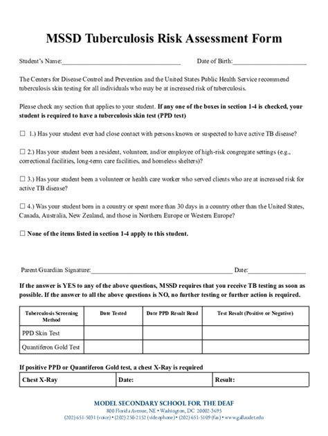 Fillable Online Tuberculosis Risk Assessment Form Draft Fax Email Print Pdffiller