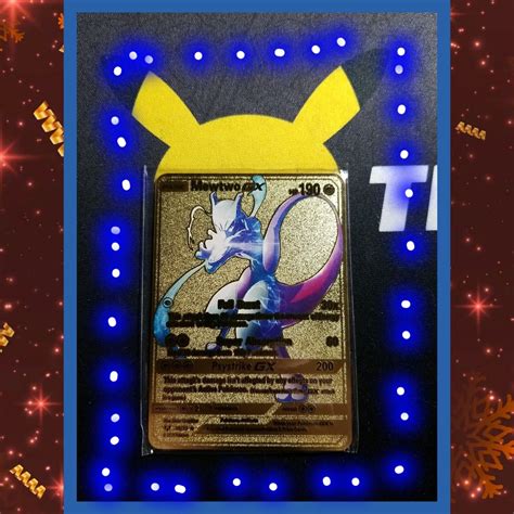 Pokemon Mewtwo Gx Gold Metal Custom Card Values Mavin