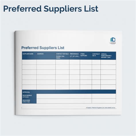 Preferred Supplier List Template Dawtek