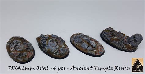 75x42mm Oval Resin Bases 4pcs Ancient Temple Ruins Age Of Sigmar