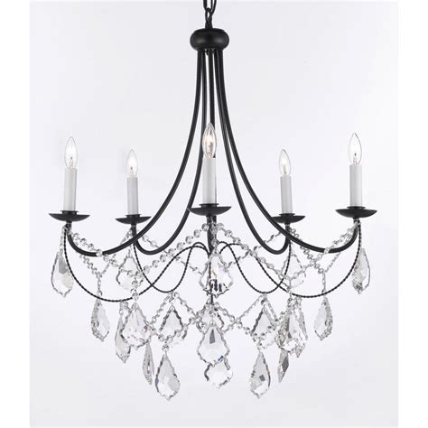 Versailles 5 Light Black Iron Chandelier With Crystal T40 588 The