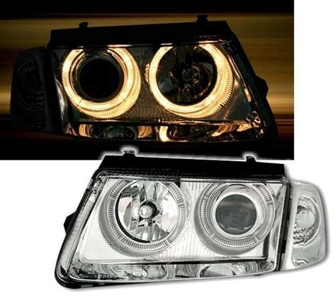 Forlygter For VW PASSAT B5 3B 96 00 Angel Eyes Chrome Gratis