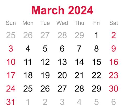 Calendario Mensual De Marzo De Sobre Fondo Transparente Png