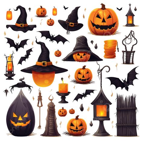 Brujería Halloween Gran Conjunto Aislado Ilustración Vectorial Png Silueta De Halloween