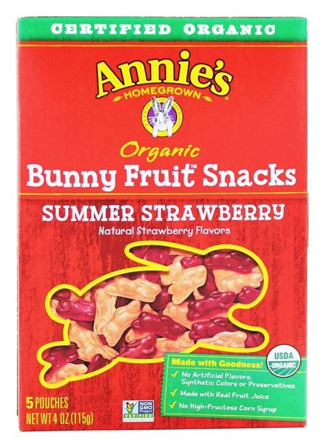 Annies Organic Summer Strawberry Bunny Fruit Snacks 5 Pouches Organic Fruit Snacks Annies