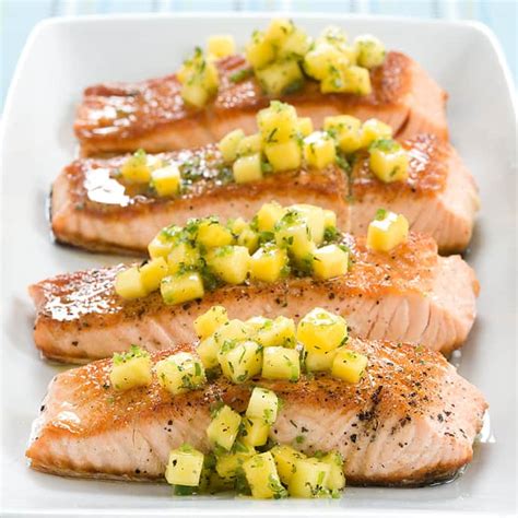 Seared Salmon With Mango Mint Salsa Cook S Country Recipe