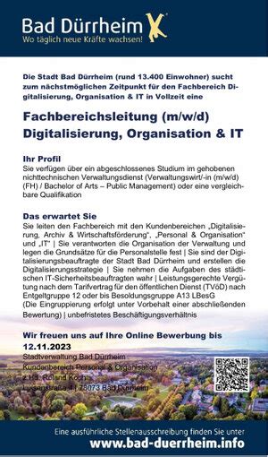 Fachbereichsleitung M W D Digitalisierung Organisation IT Post