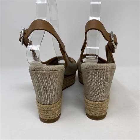 Tory Burch Wedge Platform Espadrille Linen Beige Sand Gem
