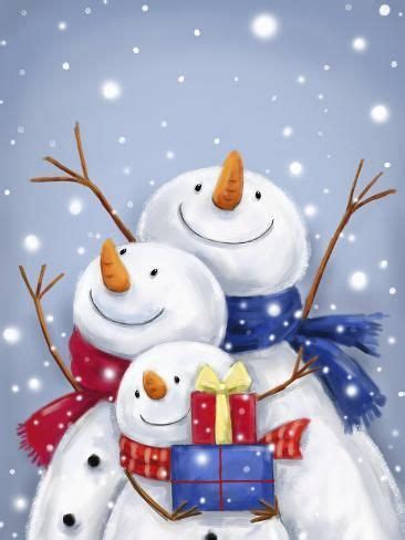 Three Snowmen 2 Giclee Print MAKIKO Art Watercolor