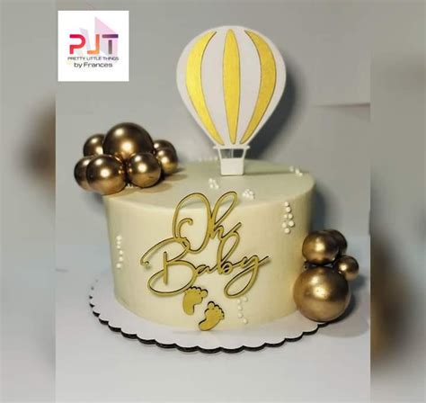 Oh Baby Cake Topper Hot Air Balloon Babyshower Wooden Topper