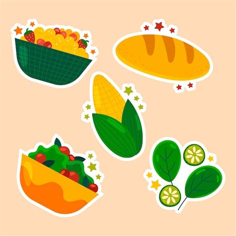 Premium Vector | Set of healthy food stickers